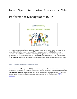 Open Symmetry Transforms Sales Performance Management