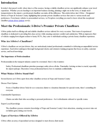 Meet the Professionals: I-Drive’s Premier Private Chauffeurs