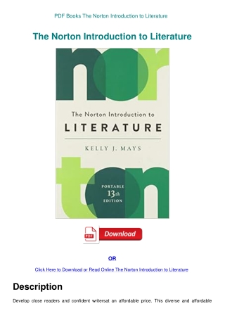 PDF Books The Norton Introduction to Literature