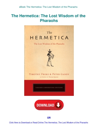 eBook The Hermetica The Lost Wisdom of the Pharaohs