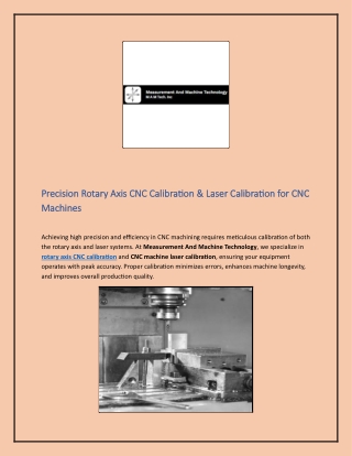 Precision Rotary Axis CNC Calibration & Laser Calibration for CNC Machines