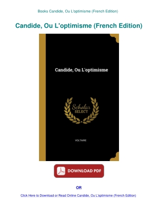 Books Candide  Ou L'optimisme (French Edition)