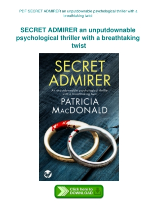 PDF SECRET ADMIRER an unputdownable psychological thriller with a breathtaking twist