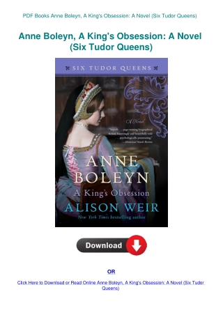 PDF Books Anne Boleyn  A King's Obsession A Novel (Six Tudor Queens)