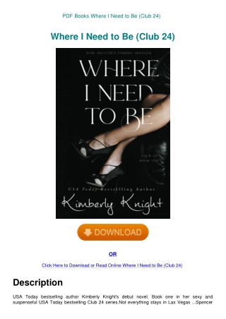PDF Books Where I Need to Be (Club 24)