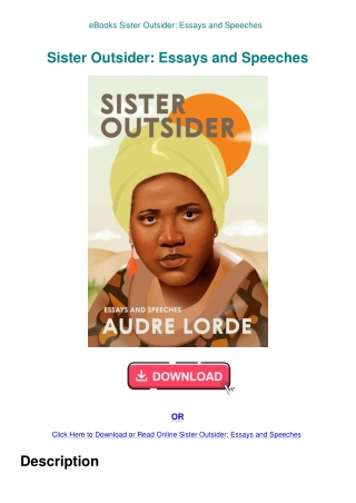 eBooks Sister Outsider Essays and Speeches