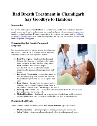 Bad Breath Treatment in Chandigarh – Say Goodbye to Halitosis