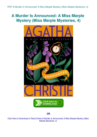 PDF A Murder Is Announced A Miss Marple Mystery (Miss Marple Mysteries  4)