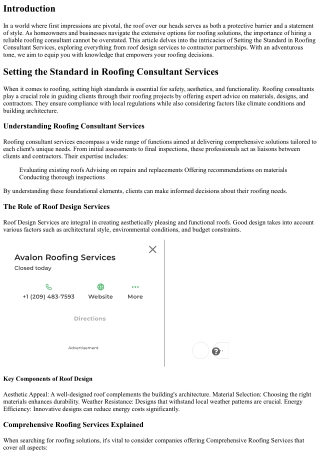Setting the Standard in Roofing Consultant Services