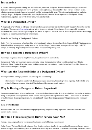 Marketing Strategies for Your Designated Driver Service