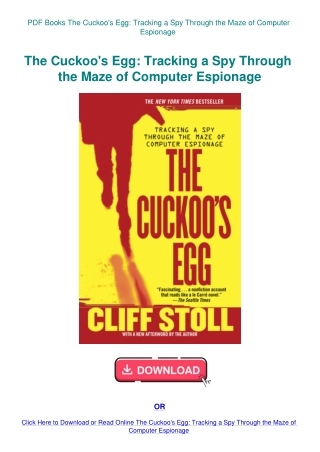 PDF Books The Cuckoo's Egg Tracking a Spy Through the Maze of Computer Espionage