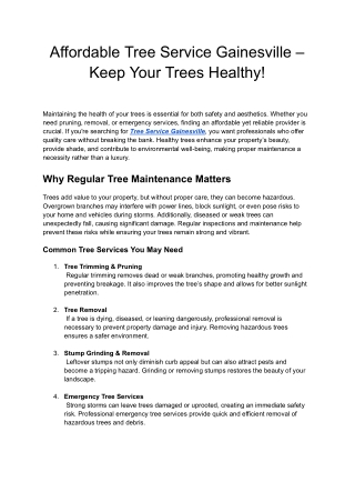 Gainesville Tree Service – Trimming, Removal & More