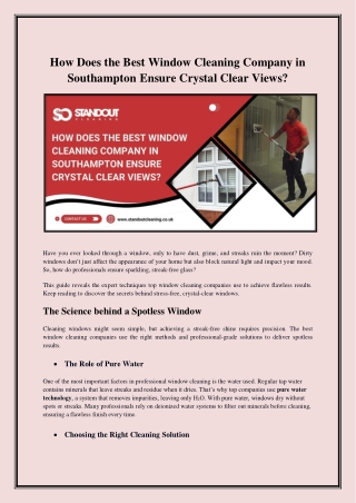 Best Window Cleaning Company in Southampton Ensure Crystal Clear Views