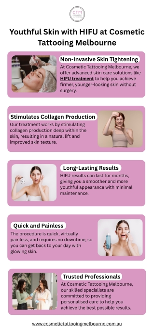 Youthful Skin with HIFU at Cosmetic Tattooing Melbourne