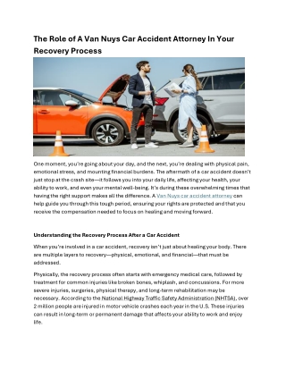 The Role of A Van Nuys Car Accident Attorney In Your Recovery Process