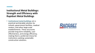 Institutional Metal Buildings- Strength and Efficiency with Rapidset Metal Buildings