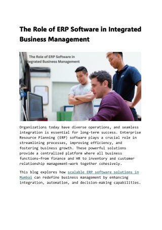 The Role of ERP Software in Integrated Business Management