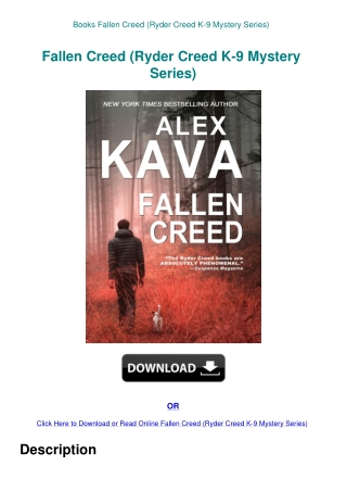 Books Fallen Creed (Ryder Creed K-9 Mystery Series)