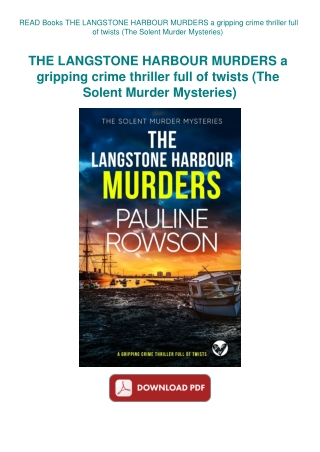 READ Books THE LANGSTONE HARBOUR MURDERS a gripping crime thriller full of twists (The Solent Murder