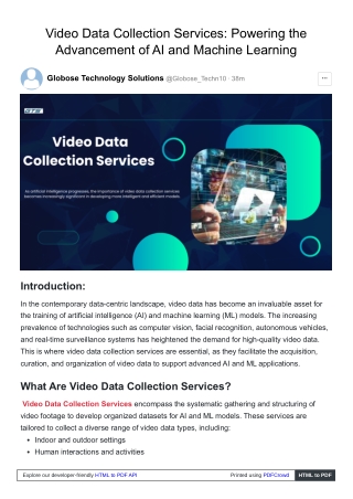 Video Data Collection Services: Powering the Advancement of AI and Machine Learn