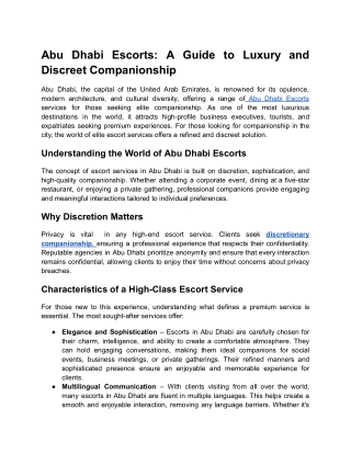 Abu Dhabi Escorts_ A Guide to Luxury and Discreet Companionship _ Guest Post Content 2 _ Month 1