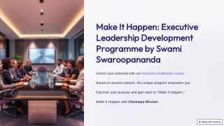 Make It Happen-Personal Development Workshop by Swami Swaroopananda
