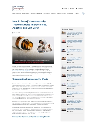 How P. Banerji’s Homoeopathy Treatment Helps Improve Sleep, Appetite, Self-Care