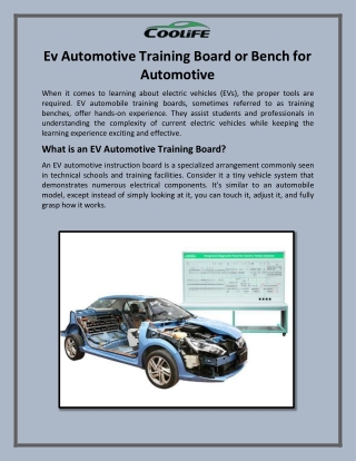 Ev Automotive Training Board or Bench for Automotive
