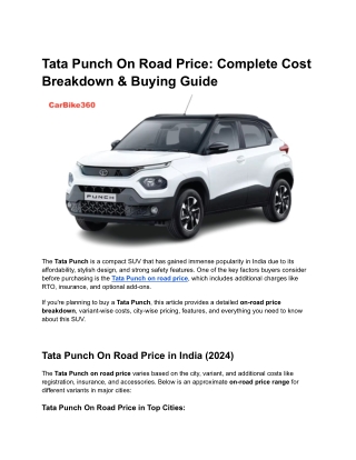 Tata Punch On Road Price_ Complete Cost Breakdown & Buying Guide