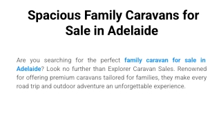 Spacious Family Caravans for Sale in Adelaide