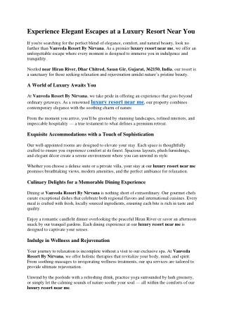 Experience Elegant Escapes at a Luxury Resort Near You