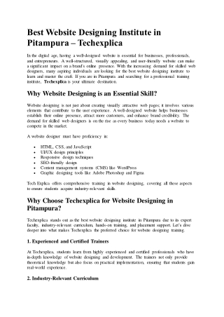 Best Website Designing Institute in Pitampura