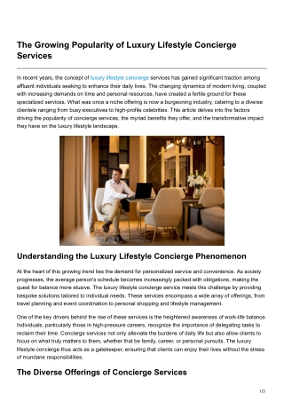 The Growing Popularity of Luxury Lifestyle Concierge Services