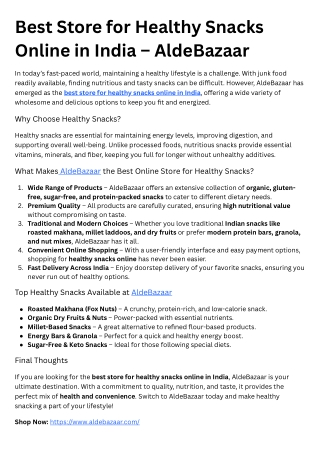 Best Store for Healthy Snacks Online in India – AldeBazaar