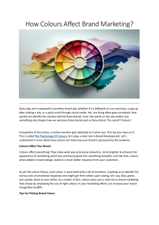 How Colours Affect Brand Marketing