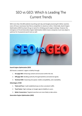 SEO vs GEO  Which Is Leading The Current Trends