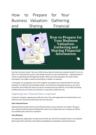 How to Prepare for Your Business Valuation: Gathering and Sharing Financial Info