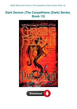 READ Books Dark Demon (The Carpathians (Dark) Series  Book 13)