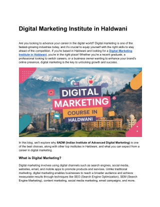 Digital Marketing Institute in Haldwani