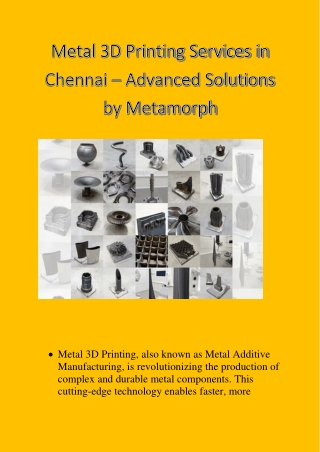 Metal 3D Printing Services in Chennai