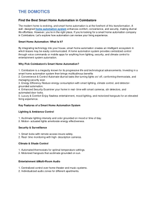 Find the Best Smart Home Automation in Coimbatore