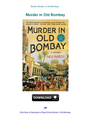 Books Murder in Old Bombay