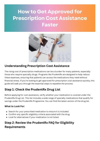 How to Get Approved for Prescription Cost Assistance Faster
