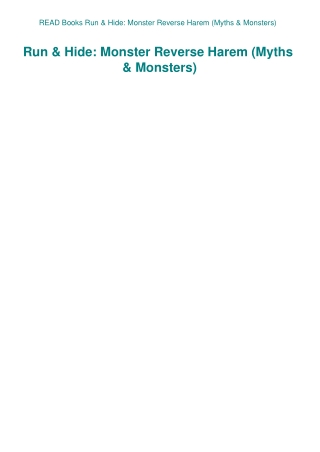 READ Books Run & Hide Monster Reverse Harem (Myths & Monsters)