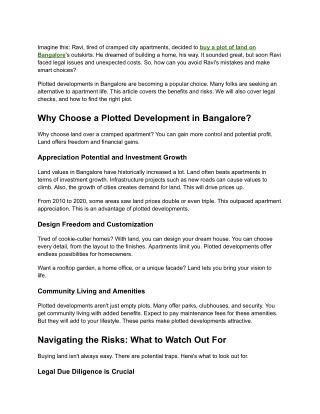Plotted development bangalore