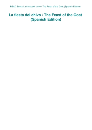 READ Books La fiesta del chivo  The Feast of the Goat (Spanish Edition)