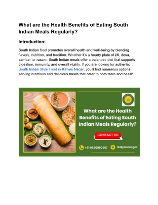 What are the Health Benefits of Eating South Indian Meals Regularly_