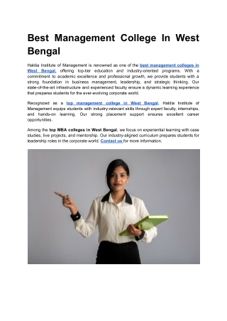 Best Management College In West Bengal