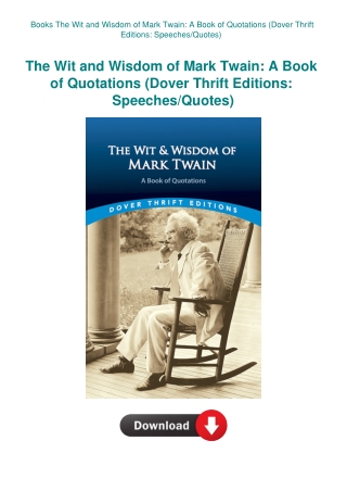 Books The Wit and Wisdom of Mark Twain A Book of Quotations (Dover Thrift Editions SpeechesQuotes)