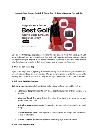 Upgrade Your Game: Best Golf Stand Bags & Pouch Bags for Every Golfer